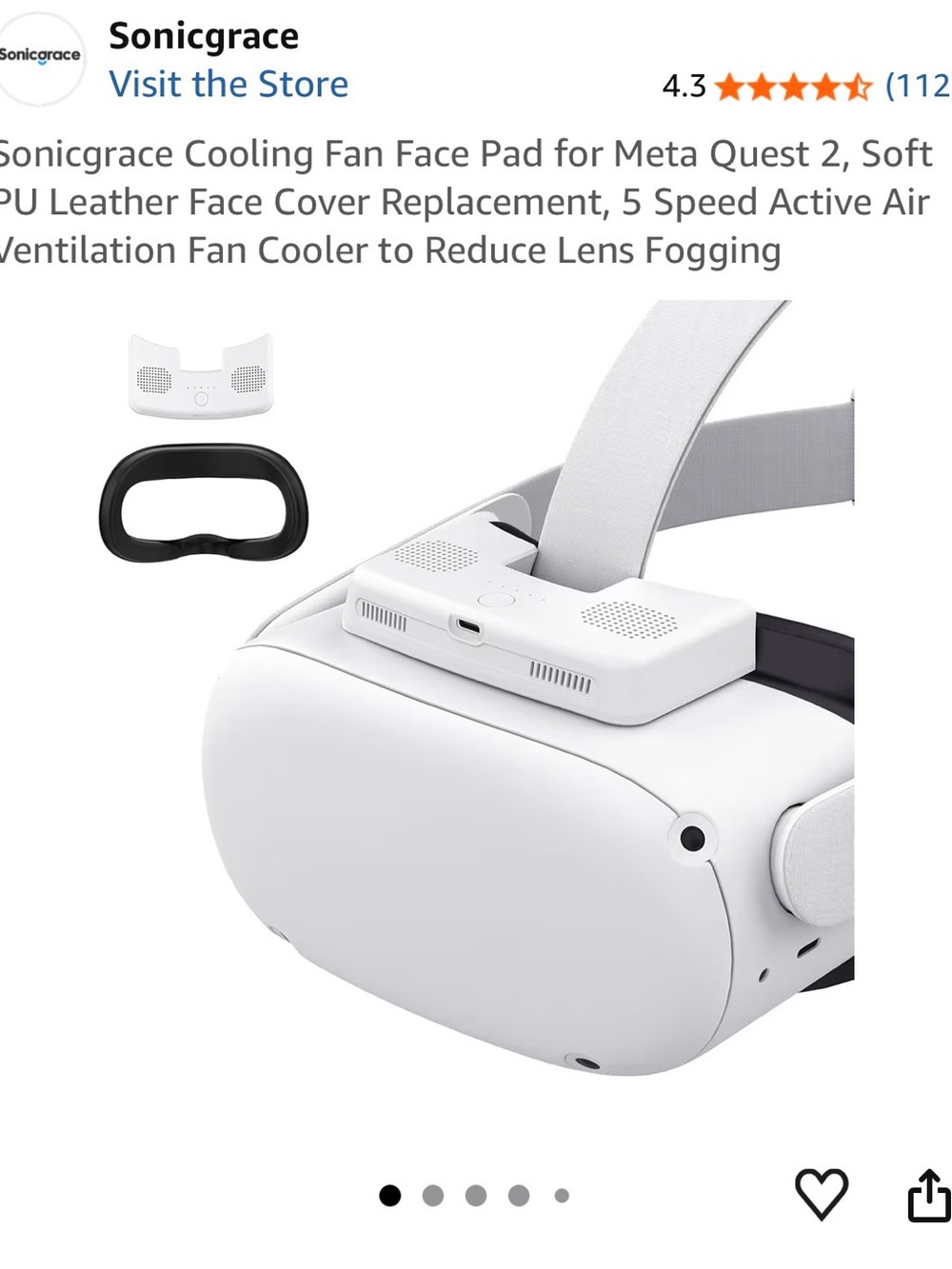 NEW IN BOX White Cooling Fan Face Pad for Meta Quest 2